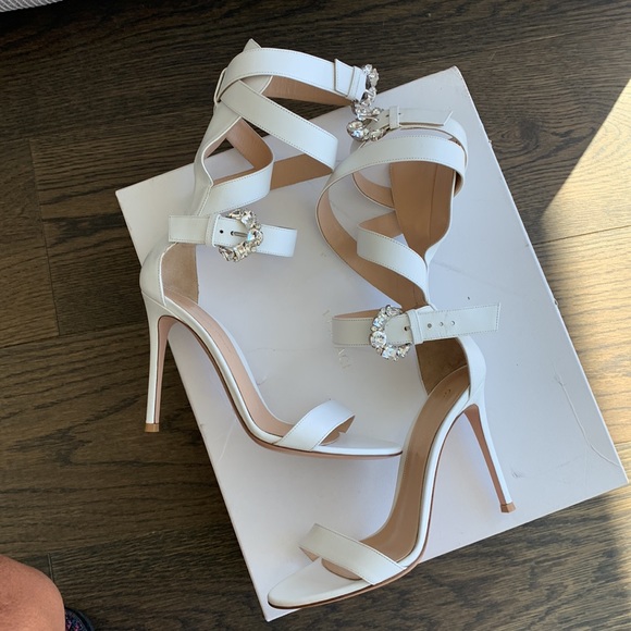 Gianvito Rossi Portofino Strappy White Stiletto Sandal 37 - Picture 5 of 6